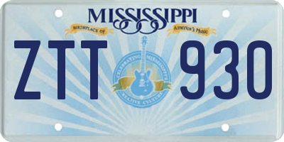 MS license plate ZTT930