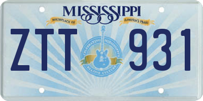 MS license plate ZTT931