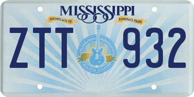 MS license plate ZTT932