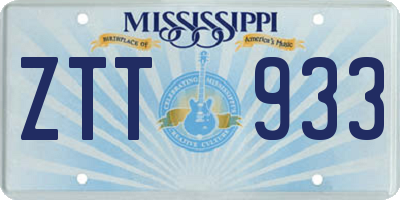 MS license plate ZTT933