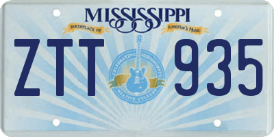 MS license plate ZTT935