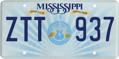 MS license plate ZTT937