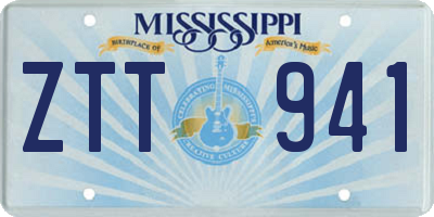 MS license plate ZTT941