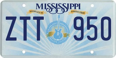 MS license plate ZTT950