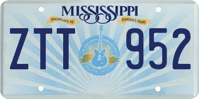 MS license plate ZTT952
