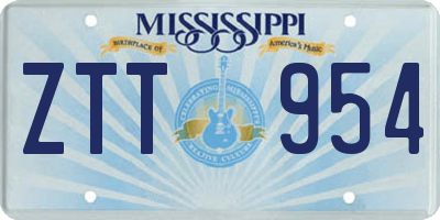 MS license plate ZTT954