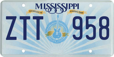 MS license plate ZTT958
