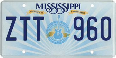 MS license plate ZTT960