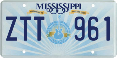 MS license plate ZTT961