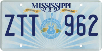 MS license plate ZTT962