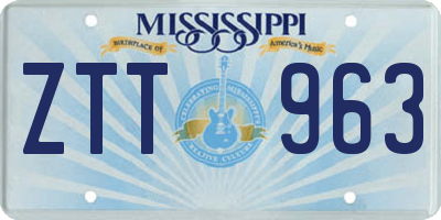 MS license plate ZTT963