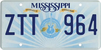 MS license plate ZTT964
