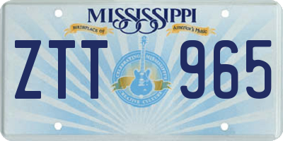 MS license plate ZTT965