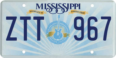 MS license plate ZTT967