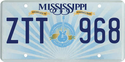 MS license plate ZTT968