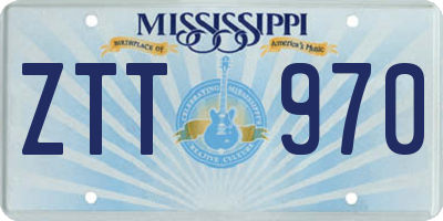 MS license plate ZTT970