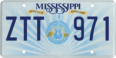 MS license plate ZTT971