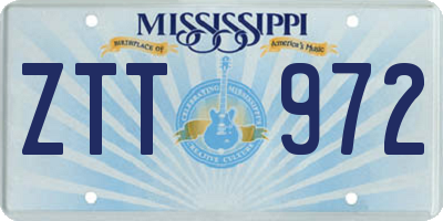 MS license plate ZTT972