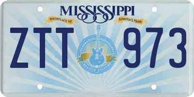 MS license plate ZTT973