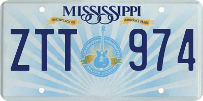 MS license plate ZTT974