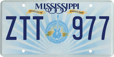MS license plate ZTT977