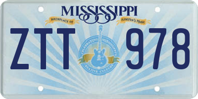 MS license plate ZTT978