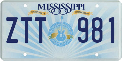 MS license plate ZTT981
