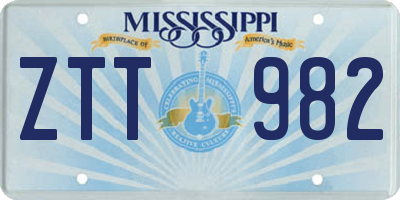 MS license plate ZTT982