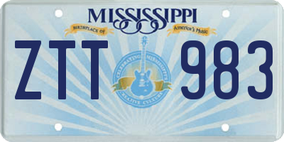 MS license plate ZTT983