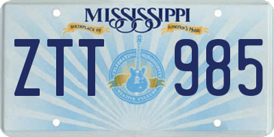 MS license plate ZTT985
