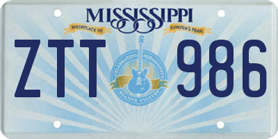 MS license plate ZTT986