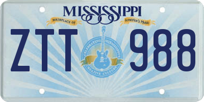 MS license plate ZTT988