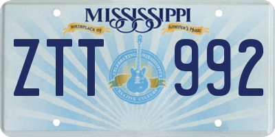 MS license plate ZTT992