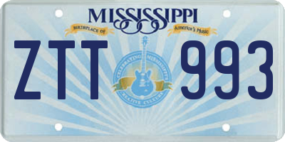 MS license plate ZTT993