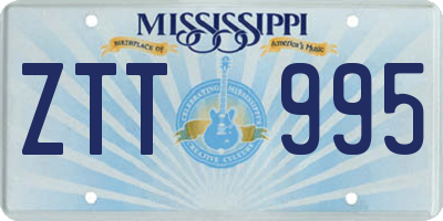 MS license plate ZTT995