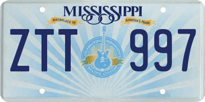MS license plate ZTT997