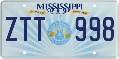MS license plate ZTT998