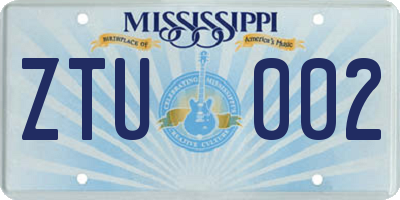 MS license plate ZTU002