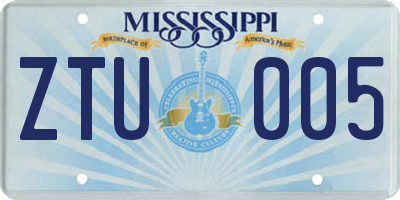 MS license plate ZTU005