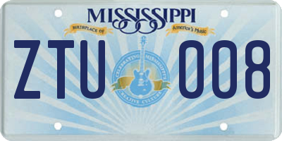 MS license plate ZTU008