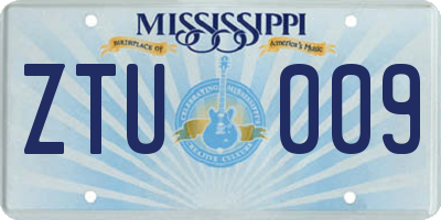 MS license plate ZTU009