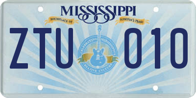 MS license plate ZTU010