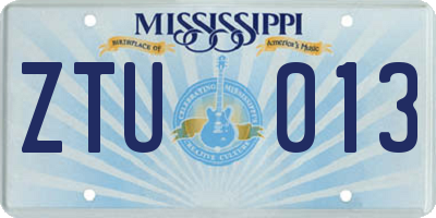 MS license plate ZTU013