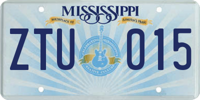 MS license plate ZTU015