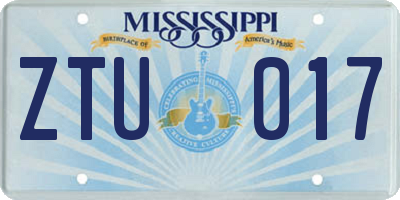 MS license plate ZTU017