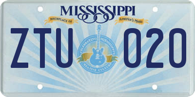 MS license plate ZTU020