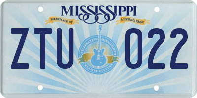 MS license plate ZTU022