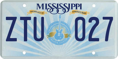 MS license plate ZTU027