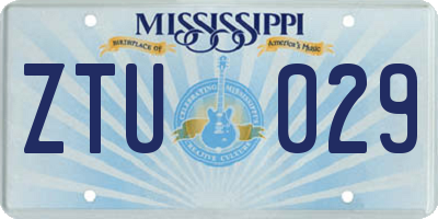 MS license plate ZTU029