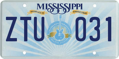 MS license plate ZTU031